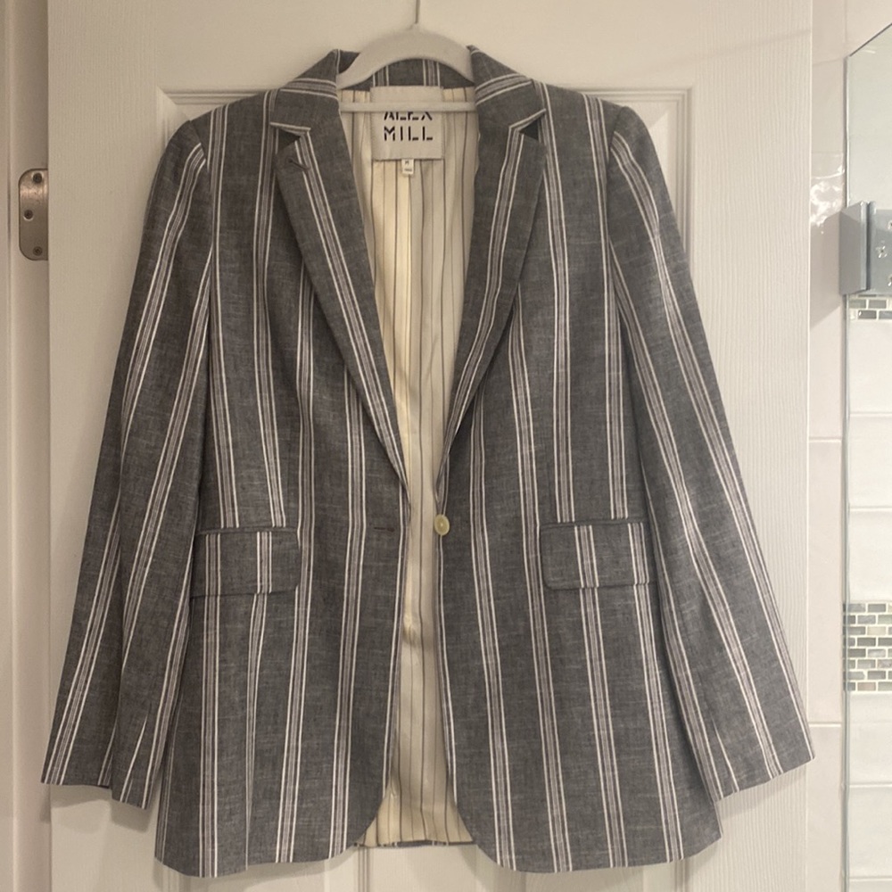 NWOT Alex Mill Verical striped gray/white blazer jacket